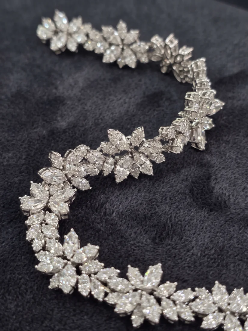 Marquise Tennis Bracelet - Flowers of light, wrapped around the wrist