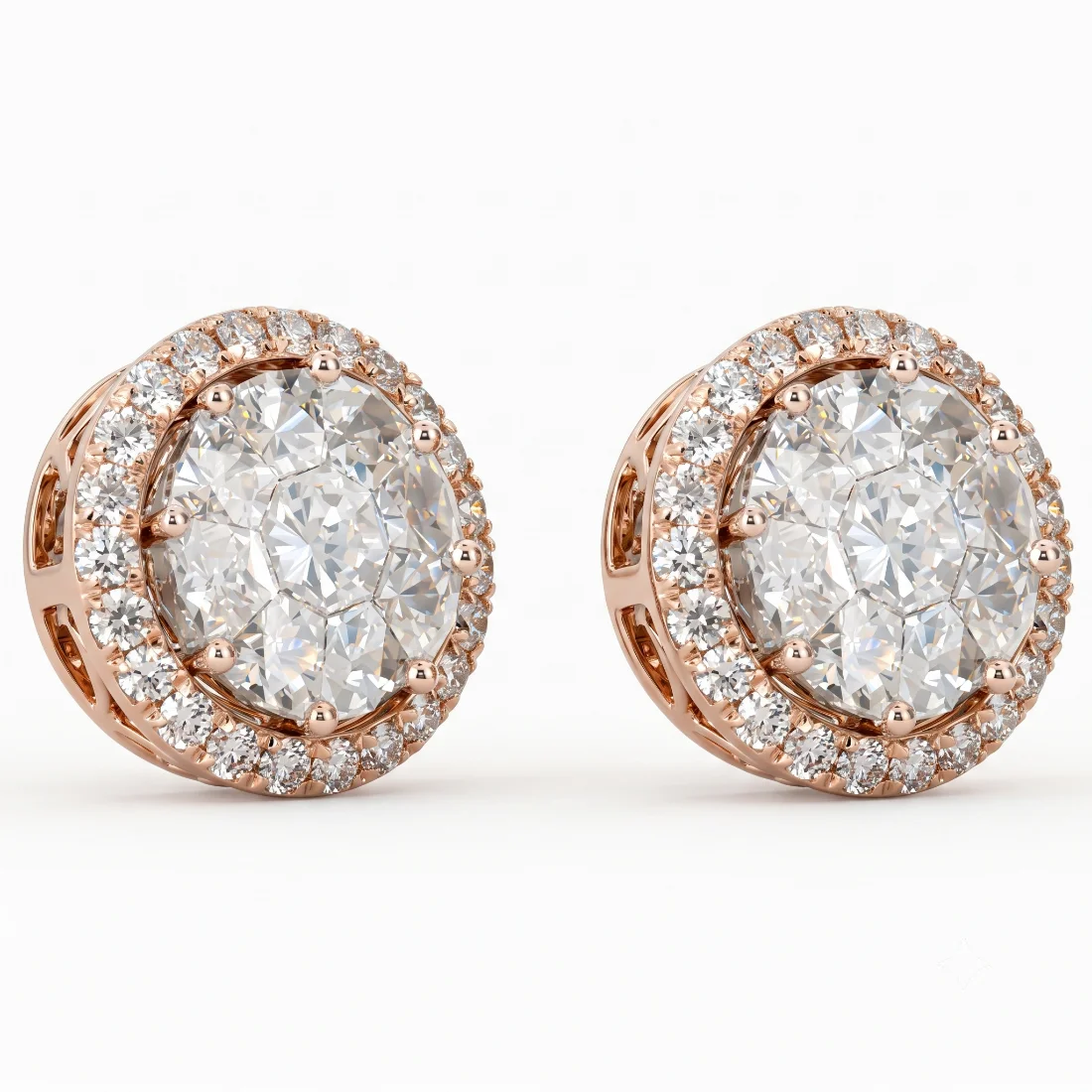 Halo Diamond Studs - Rose gold radiance, made for every day