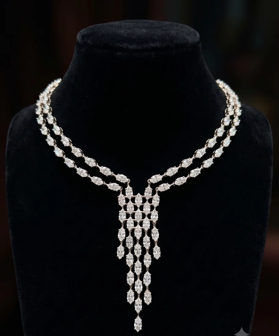 Marquise Bib Necklace - A cascade of marquise light
